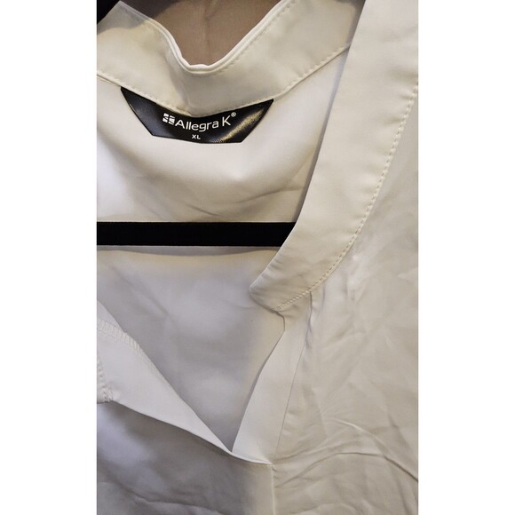 NWOT Size Size XL Allegra K V Neck Ruffle Cap Sleeves Solid White Top - Picture 10 of 11